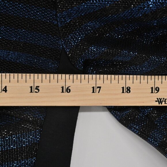 TRINA TURK‎ Dress Womens Sz 6 Metallic Black Blue Stripe Scoop Neck Mini Sweater - Picture 11 of 13